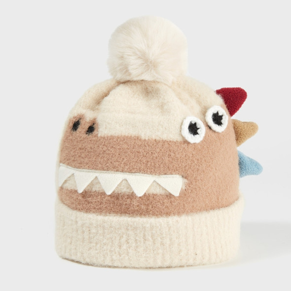 Cartoon Dinosaur Children Woolen Hat Autumn Winter Knitted Hat, Size:Free Size(Beige)