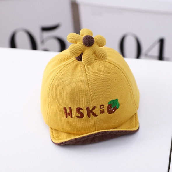 MZ9947 Cartoon Three-dimensional Little Flower Baby Peaked Cap Embroidery Baby Hat, Size: 46cm (Adjustable)(Yellow)