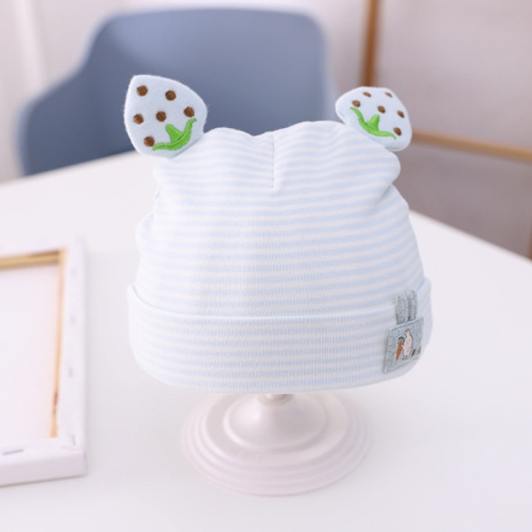 MZ9689 Cartoon Three-dimensional Strawberry Baby Skullcap Autumn Baby Striped Cotton Hat, Size: Cap Width About 17cm(Light Blue)