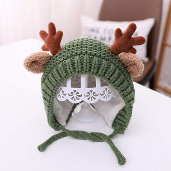 MZ9789 Little Antlers Baby Knitted Hat Baby Wool Warm Hat, Size: Around 46-48cm(Green)