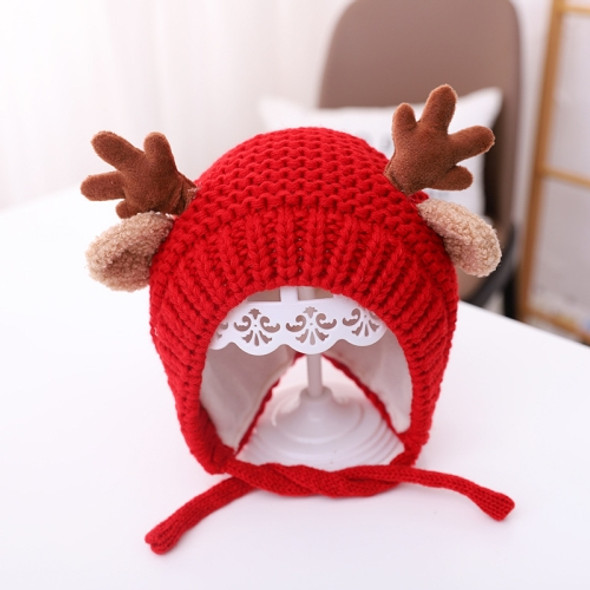 MZ9789 Little Antlers Baby Knitted Hat Baby Wool Warm Hat, Size: Around 46-48cm(Red)