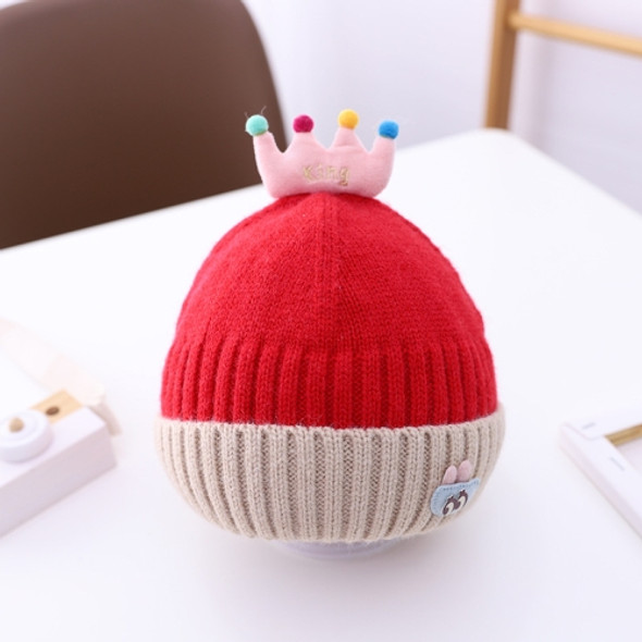 C0041 Cartoon Crown Winter Hat Baby Knitted Hat, Size: Suitable for Children About 1-4 Years Old(Red)