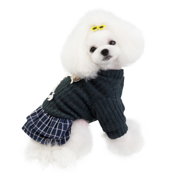 Autumn and Winter  Pet Clothing Dog Wool Princess Dress Flower Cotton Coat, Size: M( Dark Gray)