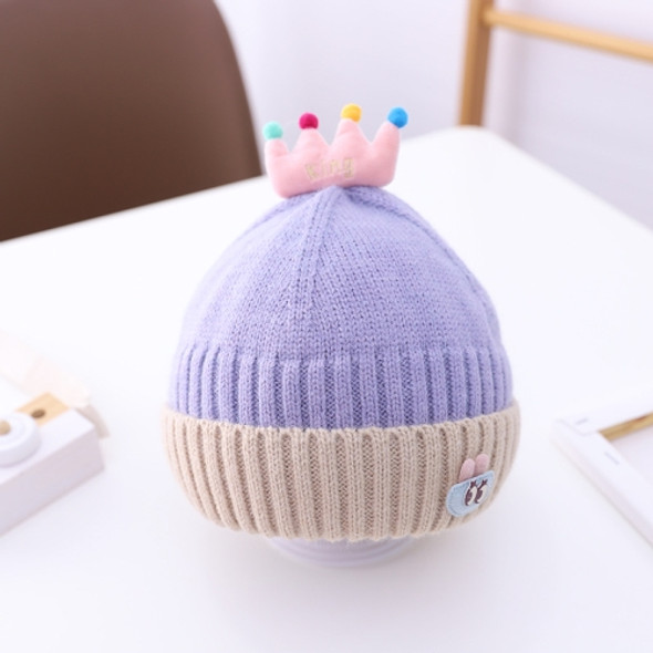 C0041 Cartoon Crown Winter Hat Baby Knitted Hat, Size: Suitable for Children About 1-4 Years Old(Purple)