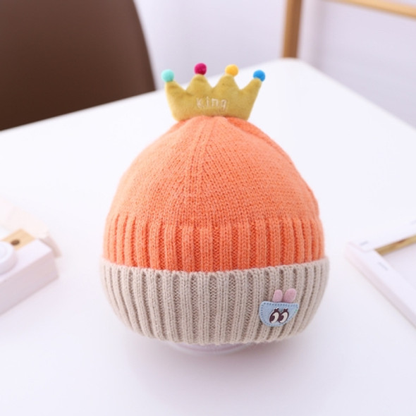 C0041 Cartoon Crown Winter Hat Baby Knitted Hat, Size: Suitable for Children About 1-4 Years Old(Orange)