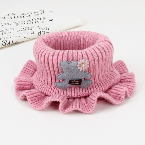 2 PCS Children Scarf Woolen Stringy Selvedge Warm Bib, Size:33x14cm, Style:Little Bear(Skin Powder)