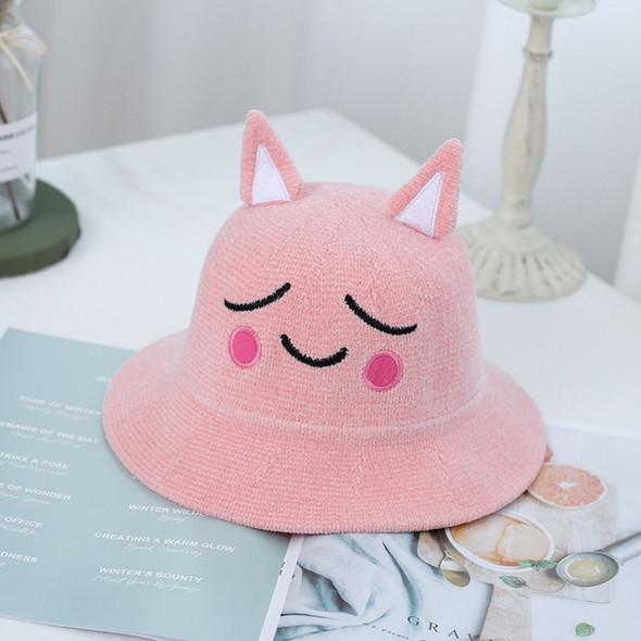 Cartoon Animal Shape Children Hat Autumn and Winter Chenille Knitted Hat Baby Outing Visor Hat, Size: One Size(Little Pink Cat)