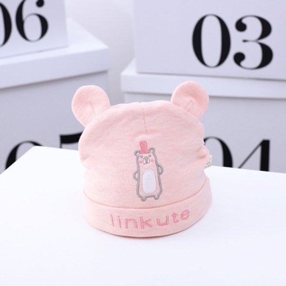 C0088 Little Bear Newborn Skullcap Winter Warm Cotton Cap, Size: One Size(Pink)