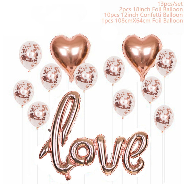 2 PCS LOVE Aluminum Foil Balloon Decoration Set Wedding Wedding Wedding Venue Layout Balloons, Style:LOVE + 2 Heart Shape + 10 Sequins