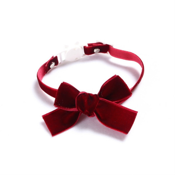 5 PCS Velvet Bowknot Adjustable Pet Collar Cat Dog Rabbit Bow Tie Accessories, Size:S 17-30cm, Style:Bowknot(Red)