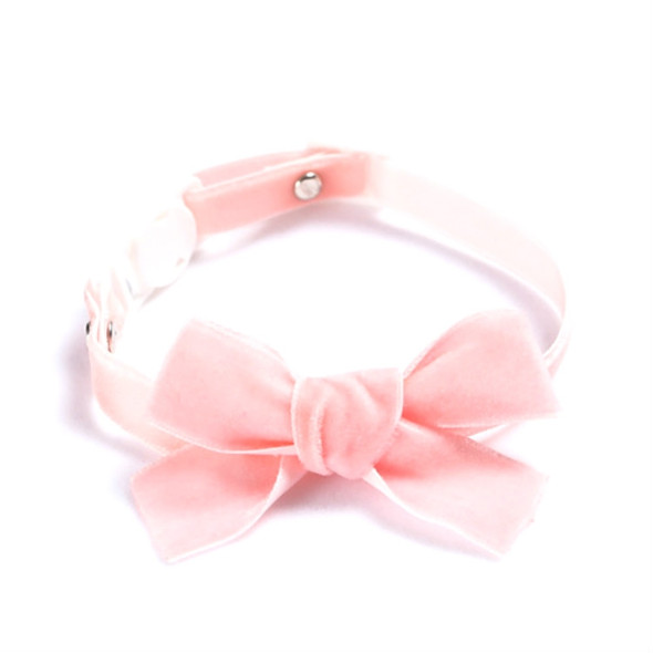 5 PCS Velvet Bowknot Adjustable Pet Collar Cat Dog Rabbit Bow Tie Accessories, Size:S 17-30cm, Style:Bowknot(Pink)