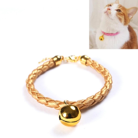 4 PCS Prepared PU Leather Adjustable Pet Bell Collar Cat Dog Rabbit Simple Collar Necklace, Size:S 20-25cm(Gold)