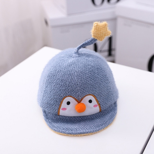 MZ9991 Little Penguin Embroidered Pattern Autumn / Winter Baby Peaked Cap, Size: Cap Circumference 46cm Adjustable(Blue)