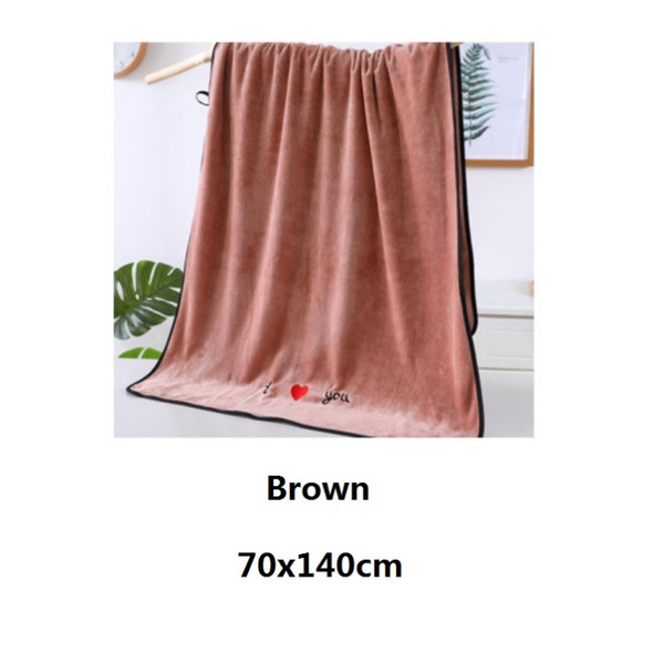 Soft Thick Absorbent Fiber Couple Large Bath Towels, Size:70x140cm(Brown)