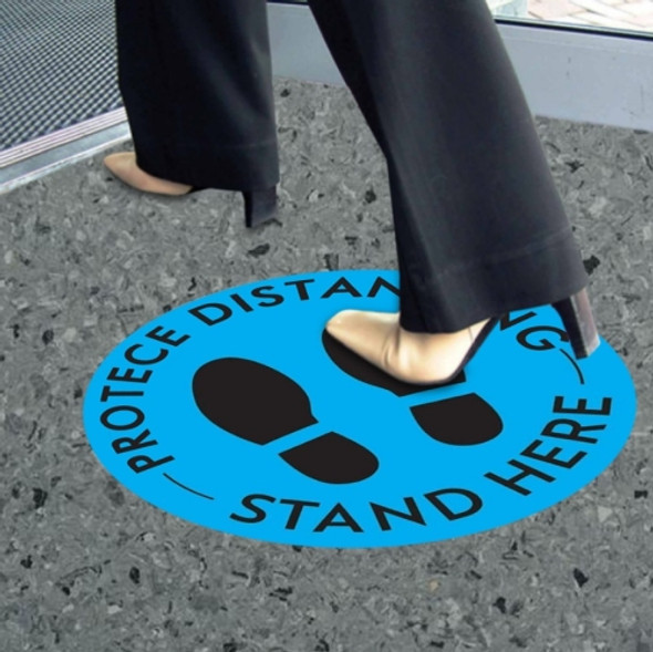 10 PCS Social Distance Sticker Crowd Control Floor Sign Warning Sticker, Size: 27.94cm(Blue)