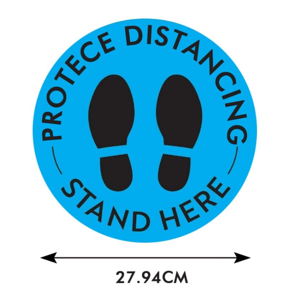 10 PCS Social Distance Sticker Crowd Control Floor Sign Warning Sticker, Size: 27.94cm(Blue)