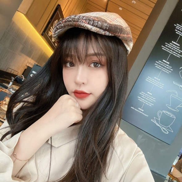 Lattice Retro Reverse Wearing Beret Female Autumn And Winter Painter Hat, Size: M (56-58cm)(Brown)