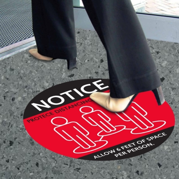 10 PCS Social Distance Sticker Crowd Control Floor Sign Warning Sticker, Size: 27.94cm(Reddish Black)