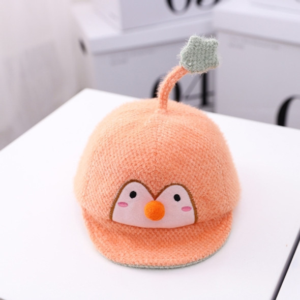 MZ9991 Little Penguin Embroidered Pattern Autumn / Winter Baby Peaked Cap, Size: Cap Circumference 46cm Adjustable(Orange)