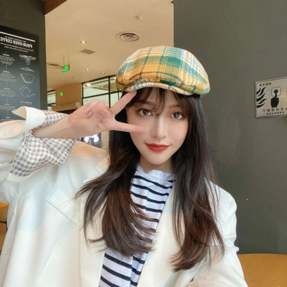 Lattice Retro Reverse Wearing Beret Female Autumn And Winter Painter Hat, Size: M (56-58cm)(Orange)