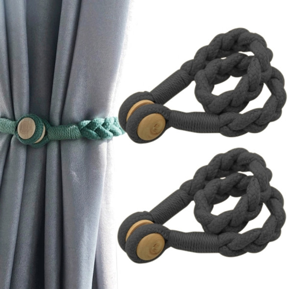 1 Pair Magnetic Buckle Twist Tie For Curtains(Dark Grey)