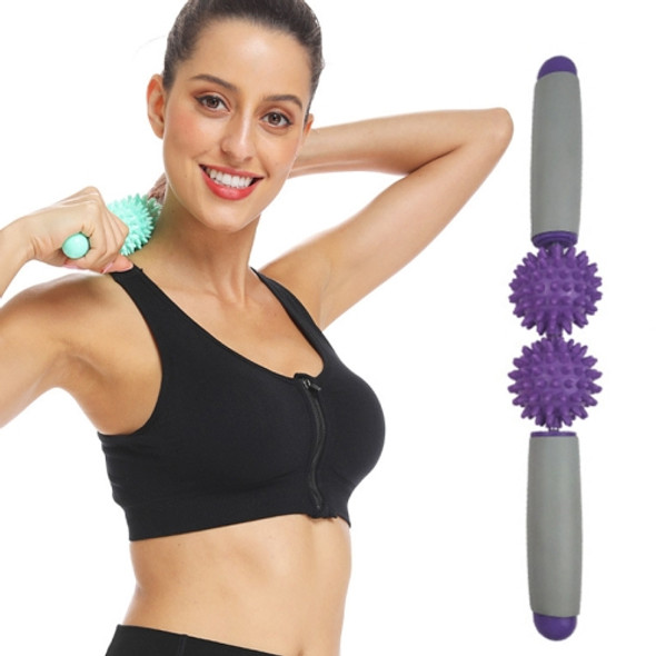 2 PCS 2-Ball Muscle Massage Relaxation Hedgehog Ball Yoga Stick Roller Stick(Purple)