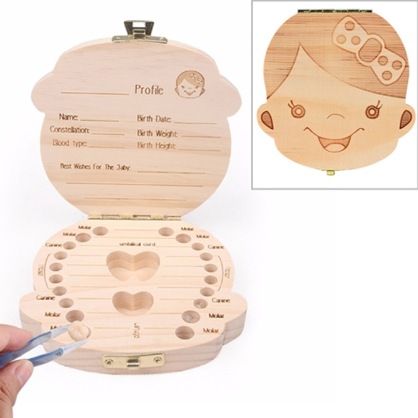 3 PCS Wood Baby Teeth Box Organizer Milk Teeth Storage Box, Language:Chinese(Girl)