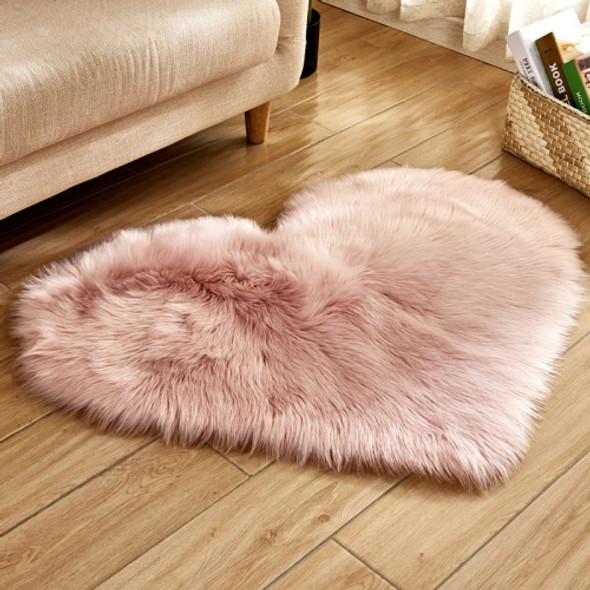 Love Heart Rugs Artificial Wool Sheepskin Hairy Carpet Faux Floor Mat Fur Plain Fluffy Soft Area Rug Tapetes, Size:40*50cm(Pink)