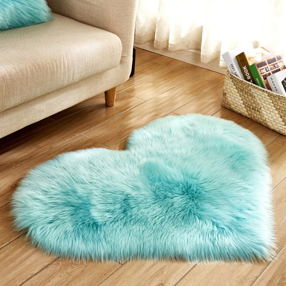 Love Heart Rugs Artificial Wool Sheepskin Hairy Carpet Faux Floor Mat Fur Plain Fluffy Soft Area Rug Tapetes, Size:40*50cm(Sky blue)