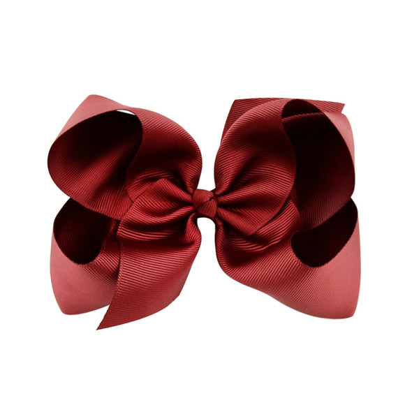 5 PCS 6 Inch Colorful Kids Girls Big Solid Ribbon Hair Bow Clips(33)