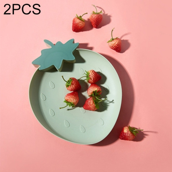 2 PCS Creative Strawberry Shape Living Room Home Candy Dish Fruit Plate(Green)
