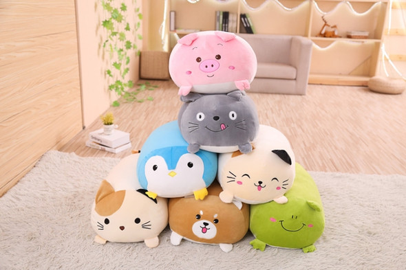 New Soft Animal Cartoon Pillow Cushion Cute Fat Dog Cat Totoro Penguin Pig Frog Plush Toy 28cm(pig)