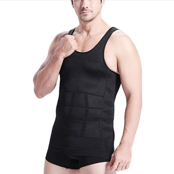 Men Slimming Body Shaper Vest Underwear, Size: L(Black)