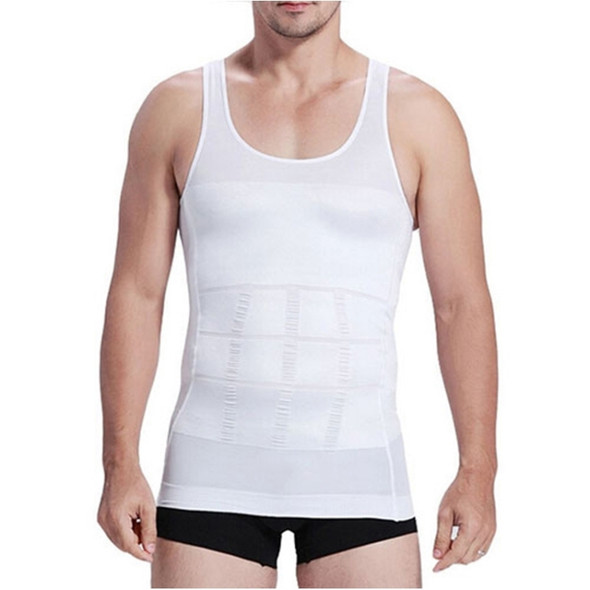 Men Slimming Body Shaper Vest Underwear, Size: M(White)