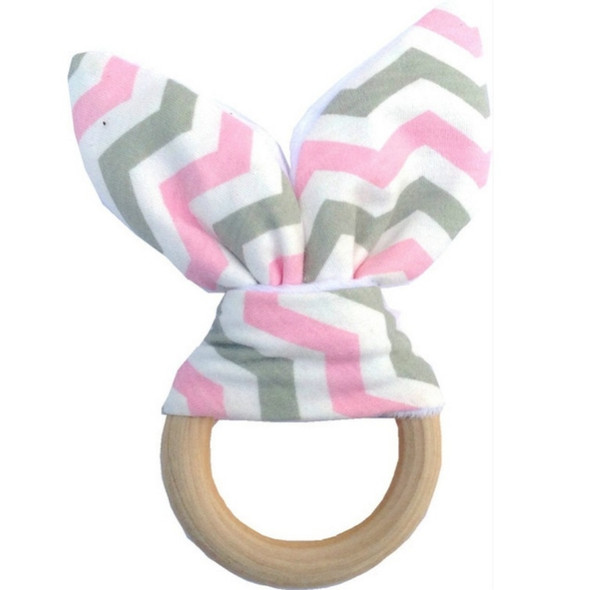 3 PCS Bunny Ear Teether Safe Organic Wood Teething Ring(C-2)