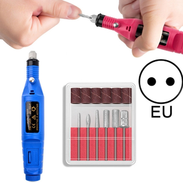 Electric Nail Kit Nail Tips Manicure Machine Electric Nail Art Pen(EU Blue)