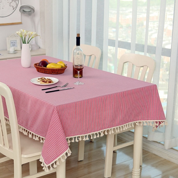 Cloth Cotton Dining Tablecloth Decoration Cloth, Size:100x140cm(Pink Stripe)