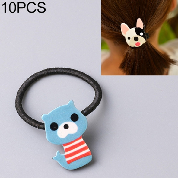 10 PCS Acrylic Animal Hair Clip Kids Cartoon Pattern Hair Accessories Girl Mini Elastic Hair Rope(Squirrel hair ring )