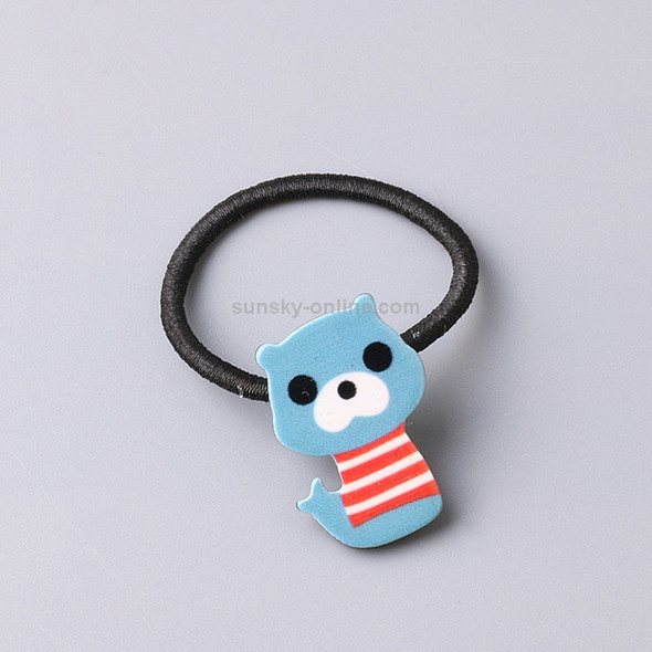 10 PCS Acrylic Animal Hair Clip Kids Cartoon Pattern Hair Accessories Girl Mini Elastic Hair Rope(Squirrel hair ring )