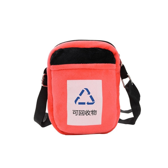 Plush Ashbin Single Shoulder Bag Handbag Messenger Bag (Color:Red Size:OneSize)