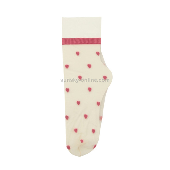 Spring And Summer Ultra-thin Glass Stockings Color Love Transparent Pile Pile Socks (Color:Pink Size:Free Size)