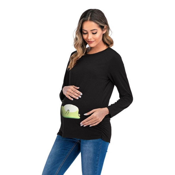 Long Sleeve Loose Maternity T-shirt (Color:Black Size:XL)
