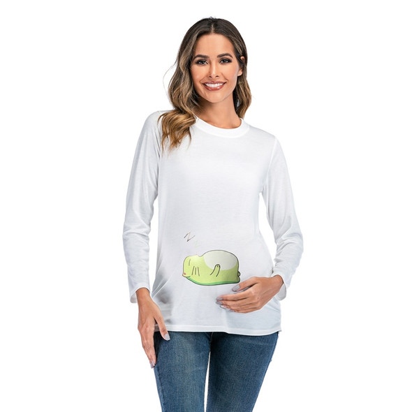 Long Sleeve Loose Maternity T-shirt (Color:White Size:S)