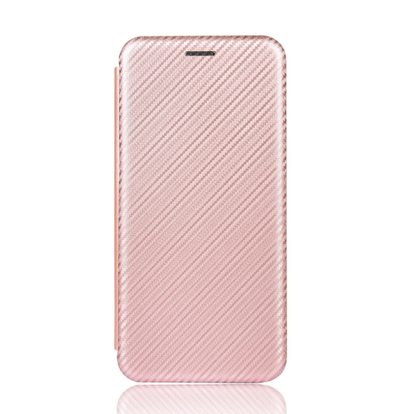 For HTC Desire 20 Pro Carbon Fiber Texture Magnetic Horizontal Flip TPU + PC + PU Leather Case with Card Slot(Pink)