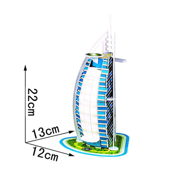 3 PCS 3D Puzzle Mini World Building Model Children Assembling Intellectual Toys(Burj Al Arab)