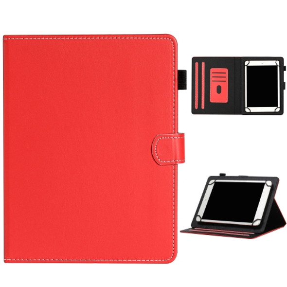 For 8 inch Universal Solid Color Horizontal Flip Leather Case with Card Slots & Holder & Pen Slot(Red)