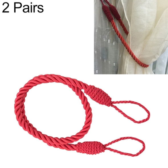 2 Pairs Hand-wound Curtain Straps Curtain Rope Curtain Tassels Straps(Red)