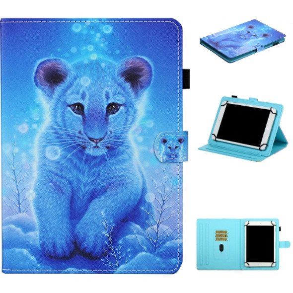 For 7 inch Universal Tablet Colored Drawing Stitching Horizontal Flip Leather Case with Holder & Card Slots & Anti-skid strip(Little Tiger)