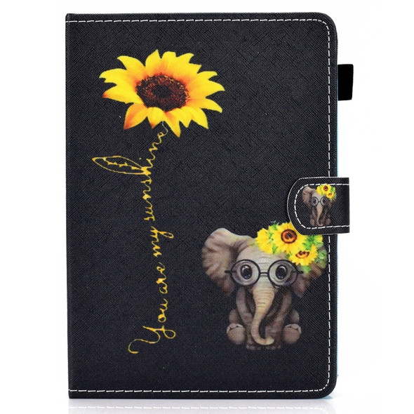 For 8 inch Universal Voltage Painted Pattern Tablet PC Protective Leather Case with Bracket & Card Slots & Pen Slot & Anti-skid Strip(Chrysanthemum Elephant)