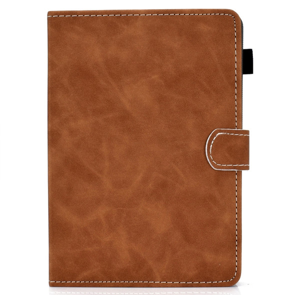 For 10 inch Tablet PC Universal Cowhide Texture Horizontal Flip Leather Case with Holder & Card Slots & Pen Slot(Brown)